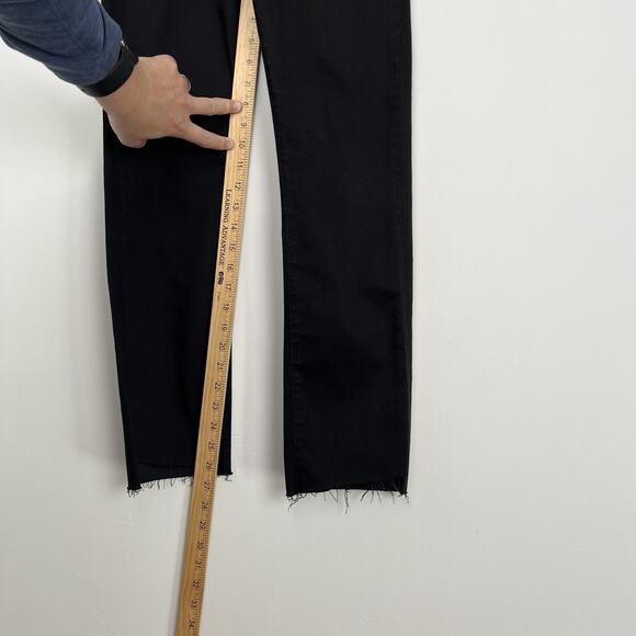 Frame Denim Le High Straight Fit Denim Jeans Black Size 25 High-Rise Frayed Hem - Picture 5 of 9